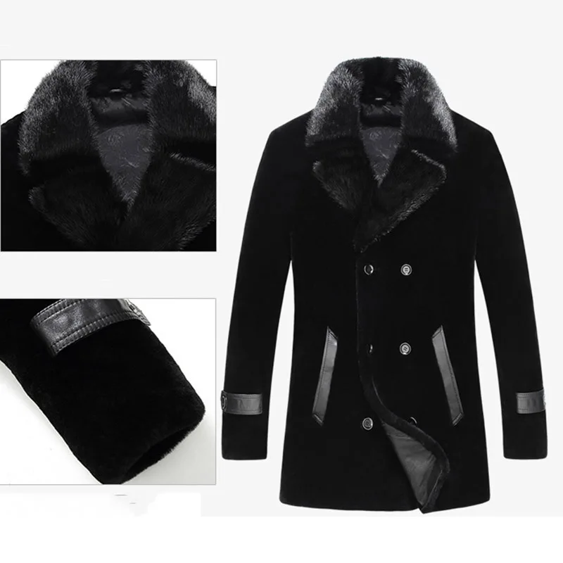 2019 Men One-piece Coat Long Mink Collar Wool Jacket Direct Selling Sale Palto Large Size Winter Sheep Shearing Outerwear |