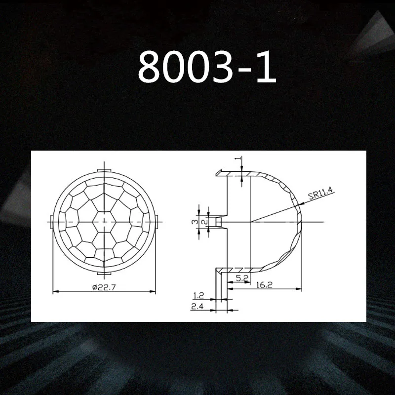 50 шт. 8003-1 куполообразная форма человеческого тела Инфракрасный датчик HDPE пластиковая линза Френеля 22,7*18,6 мм фокусное расстояние 10,5 мм