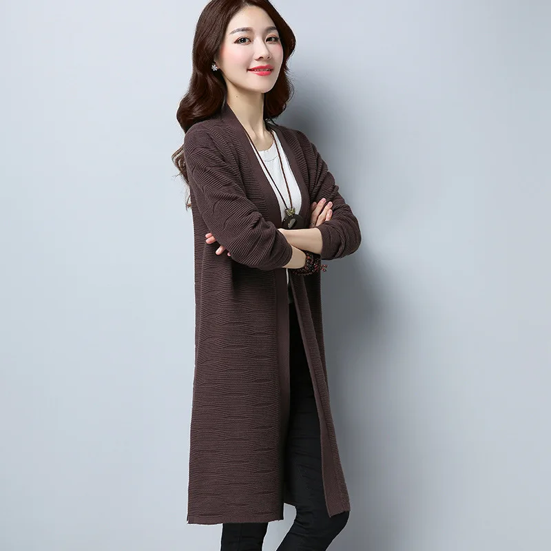 MEIL2017 winter and new products debut women's coat solid color atmosphere ladies long knitted jacket thin wholesale |