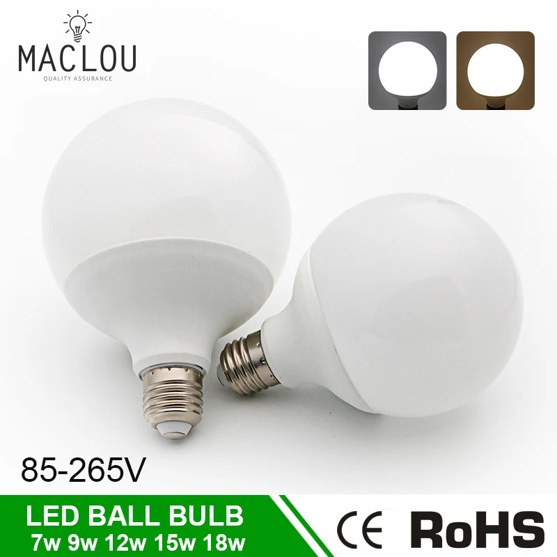 Светодиодный E27 15w 7W 9W 12W 18W круглая лампочка 85 265V Энергосберегающая Ampoule Lampadas Bombilla