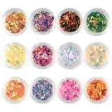 horse eye sequins 12 комплектов смешанный Круг Круглый голографический дизайн ногтей. Набор 20! Перемешанный блеск жемчуг, фимо-трости, бриллиант, звезда, фея пыль, Шестигранник - Цвет: horse eye sequins