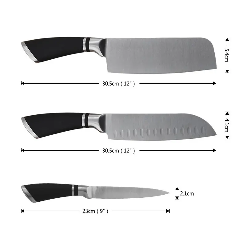 9 дюймовый 12 кухонный нож из нержавеющей стали японский Santoku для резки овощей рыбы