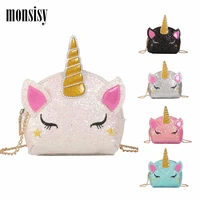 monsisy 2020 new girls purse and handbag for women small wallet summer lolita shiny unicorn shoulder bag kid ladies coin bolsa