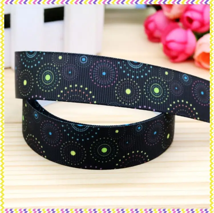 

New 7/8'' Free shipping circle printed grosgrain ribbon hair bow headwear party decoration wholesale OEM 22mm H4186