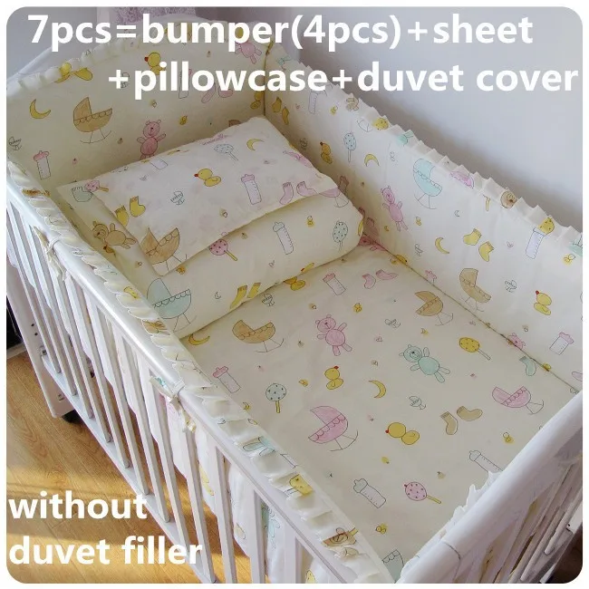 

6/7PCS baby bedding kit de berço crib cotton cot bedding set pieces unpick and wash 120*60/120*70cm