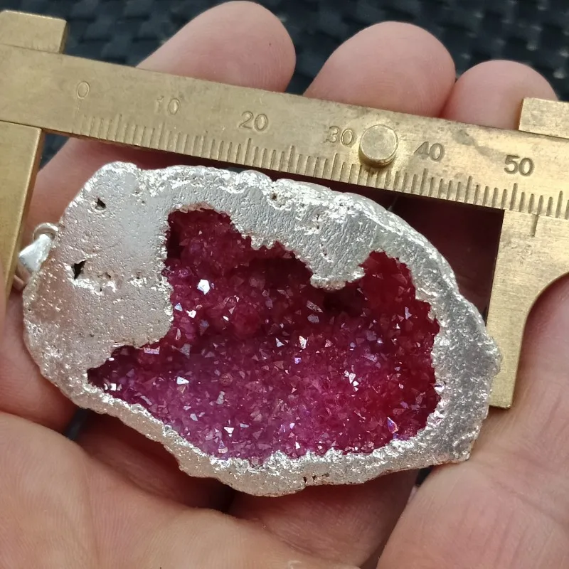 DHXYZB 5-6 см натуральный агат geode кластерный кулон кристаллы кварца минеральный гальванический красный рейки Целебный Камень ювелирные изделия подарок