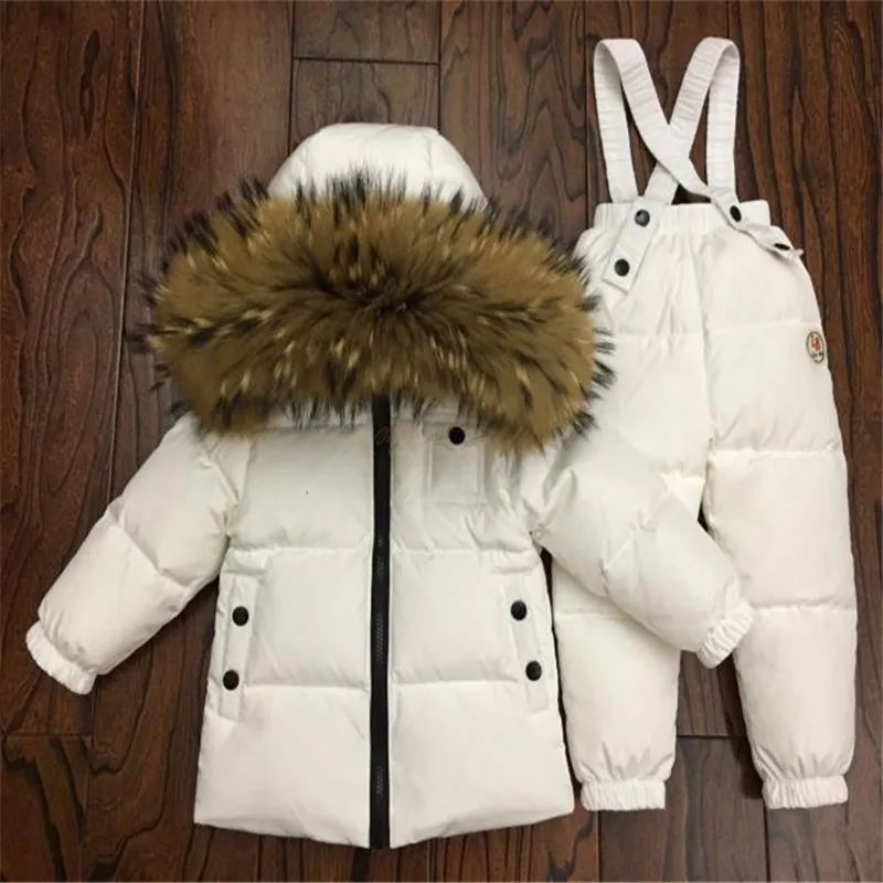 

Children Winter Down Clothing Set Kids Ski Jackets And Pants Overalls For Boys Girls 0-12 Y Outerwear Coat Toddler Snowsuit