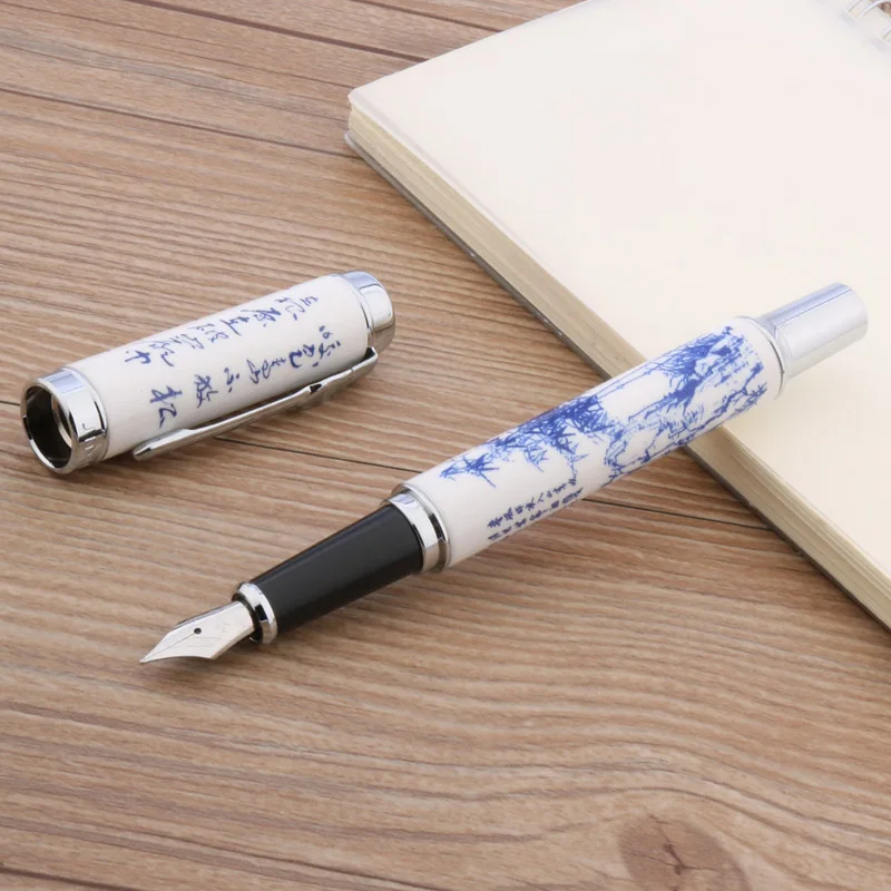 1 шт. JINHAO 950 Китайская каллиграфия Дракон синий и белый Керамика подарочная авторучка - Цвет: bamboo