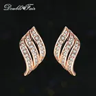 Женские серьги-гвоздики с крыльями двойного яркого угла, цвет белоерозовое золото, лидер продаж, Прямая поставка, модные ювелирные украшения с перьями DFE037