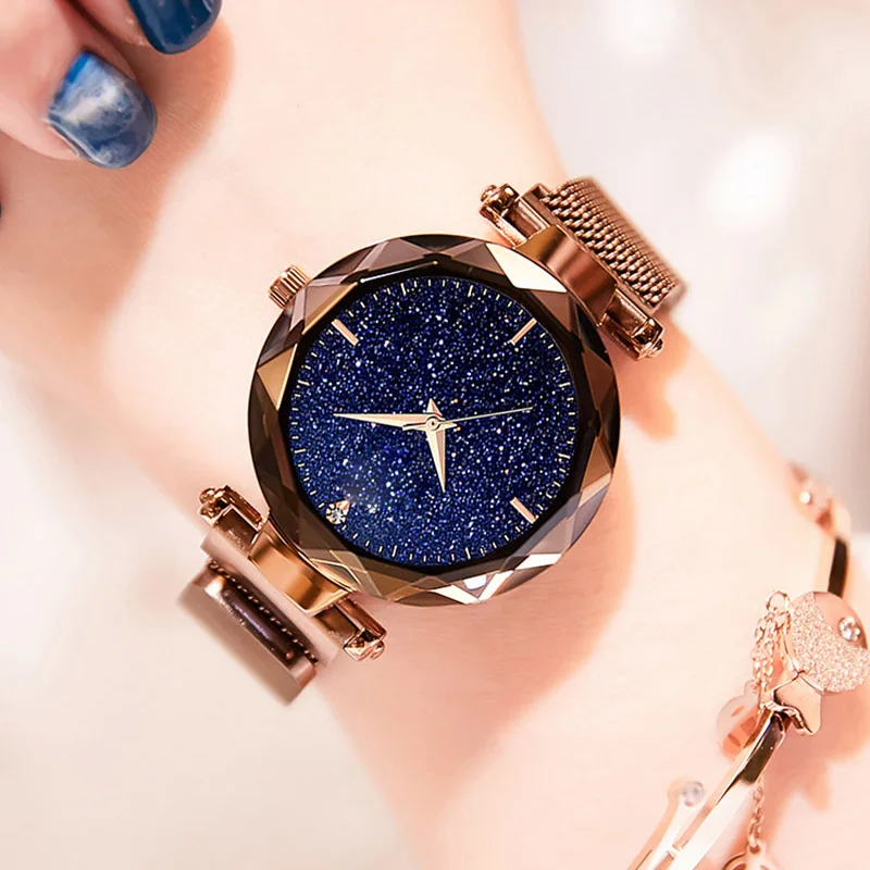 Роскошные женские часы с браслетом звездное небо магнитные наручные