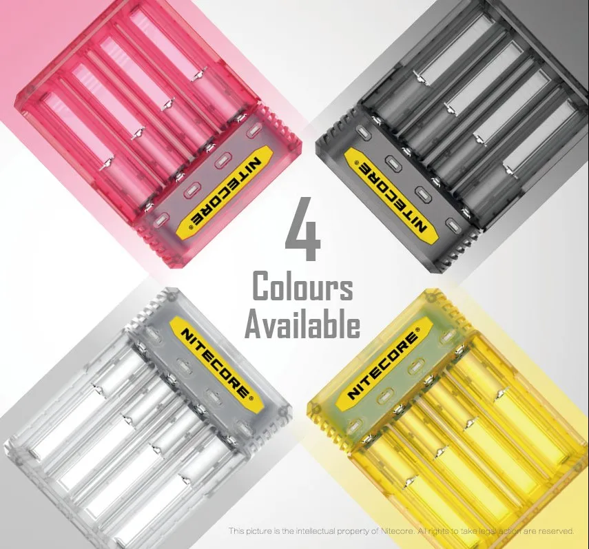 NITECORE Q4 4 слота IMR/li ion быстрое зарядное устройство 2A Быстрая зарядка и красочные