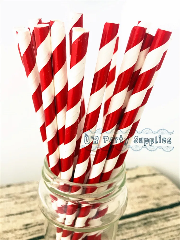 300 шт. Фольга Красной полосой сердце Бумага Соломинки авиации первый день