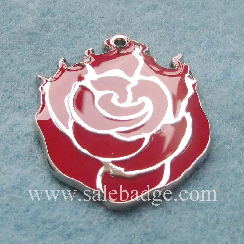 Изготовленный На Заказ Блестящий красный цветок высечки мягкие эмалированные