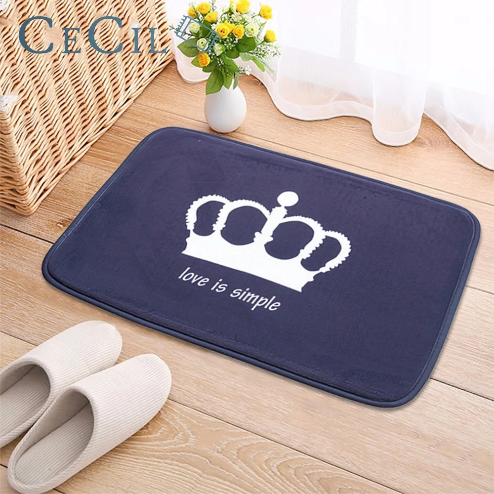 

Cecil Crown Printed Bibulous Antiskid Carpet Bathroom Kitchen Carpet Home Floor Mats Living Room Anti-Slip Rug Tapete Alfombras