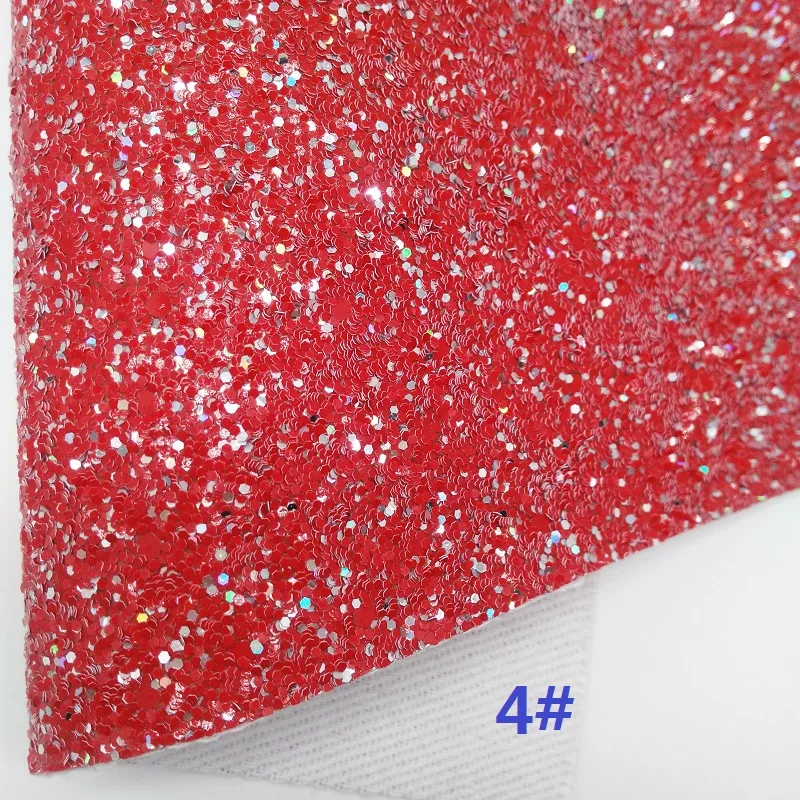 RED Chunky Glitter Canvas Sheet, 8"x11" Glitter Sheets, Tartan Litchi Faux Leather Sheet For Hair Bow& Earring Fabric XM050 - Цвет: 4