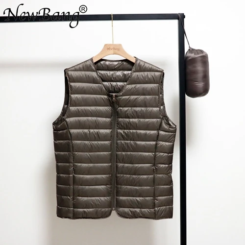 Dark Khaki NewNewBang, весенние пары, v-образный вырез, Мужской Ультра светильник, жилет на молнии, теплый жилет с подкладкой, портативный - Цвет: Dark Khaki