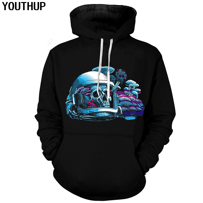 YOUTHUP новинка 2019 мужские 3d толстовки модные пуловеры с капюшоном 3D принтом крутые