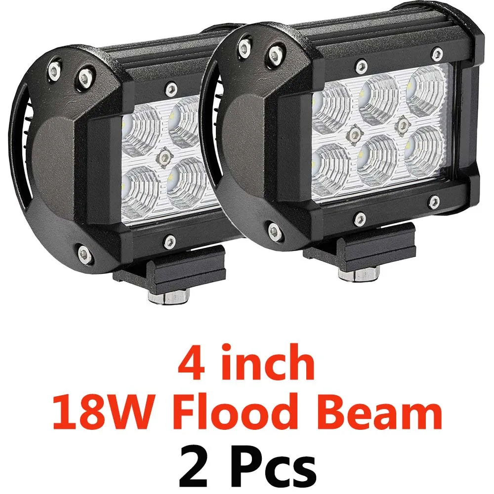 2pcs 18w Flood Beam 4, 7, 9, 12 лет 17 дюймов светильник бар рабочий светильник светодиодный бар светильник автомобиля 12v светодиодный бар для грузовиков ATV внедорожник балки 4x4 УАЗ пятно/Наводнение туман светильник - Цвет: 2pcs 18w Flood Beam