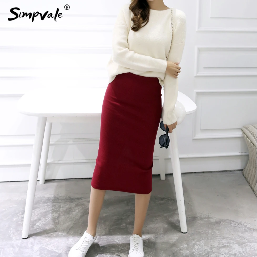 SIMPVALE Летняя Сексуальная шикарная юбка карандаш Женская офисная шерстяная