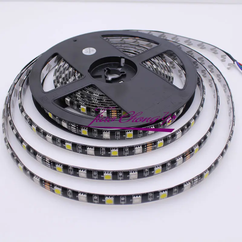 5 м 60 светодиодов/м 5050 RGBW водонепроницаемый IP20/IP65 черный/белый PCB RGB + белый/теплый