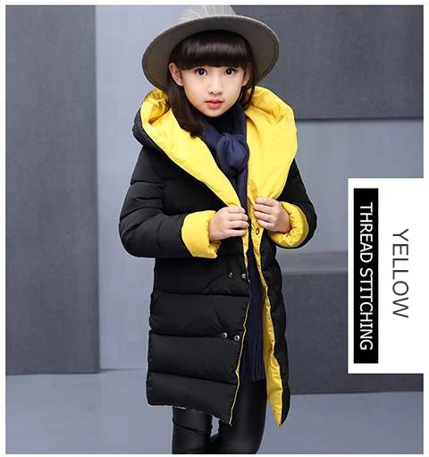 New Girls' cotton coats, long thick padded cotton suits, big boys and girls, wearing cotton jackets on both sides