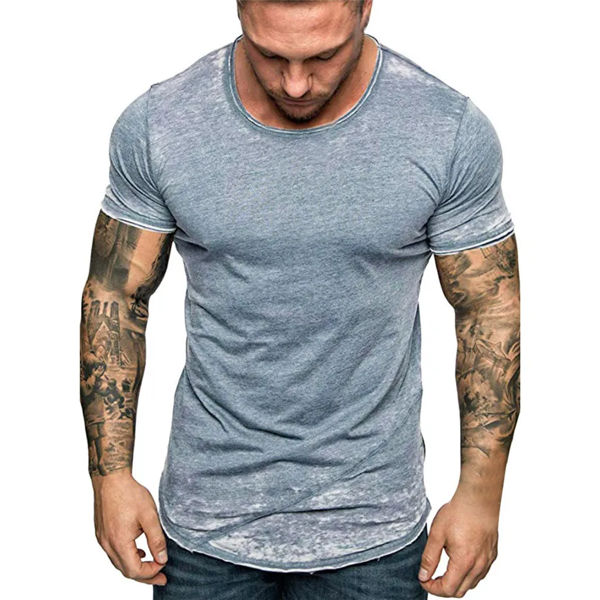 Мужская Повседневная футболка облегающая Блузка на молнии с короткими рукавами