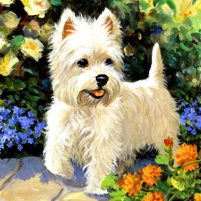 Full Square/Round Drill 5D DIY Diamond Painting &quotCute white dog&quot 3D Embroidery Cross Stitch Rhinestone Home Decor Gift | Дом и сад