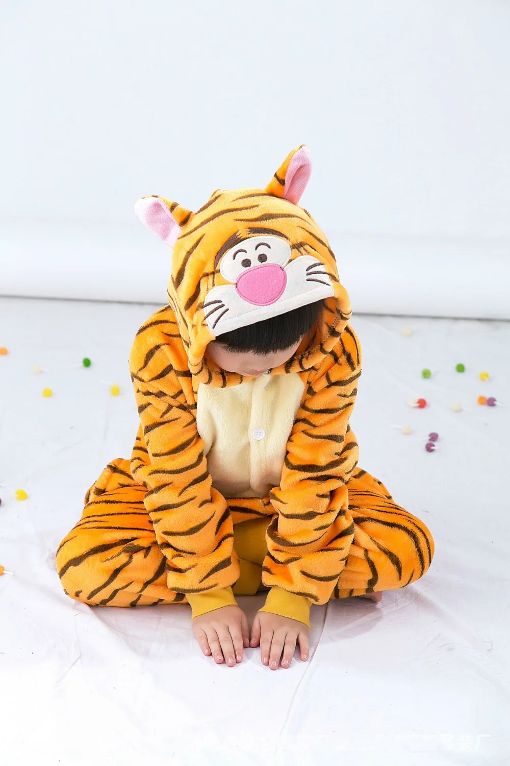С животными милый мультяшный Злой Тигр дети унисекс комбинезон Дети тигр косплей