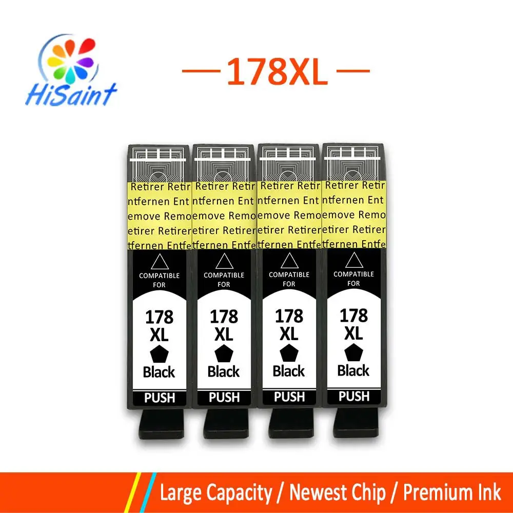Hisaint 178xl совместимый картридж с чернилами Замена для hp 178 XL для hp Photosmart 7515 5515 B109a B010b B209 B210 3070A - Цвет: 4 black 4pcs