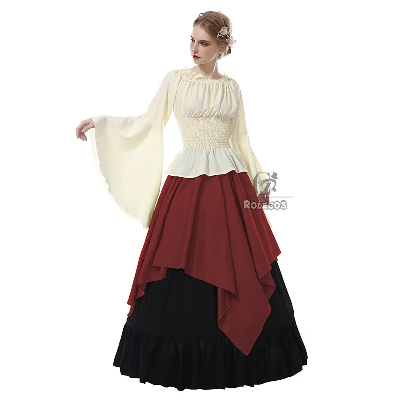 ROLECOS женское средневековое платье Ренессанс викторианское вечернее 4 цвета