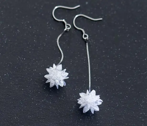 

100% реальный. Женское серебряное Ювелирное Украшение, Ледяной цветок, длинные серьги с крючком