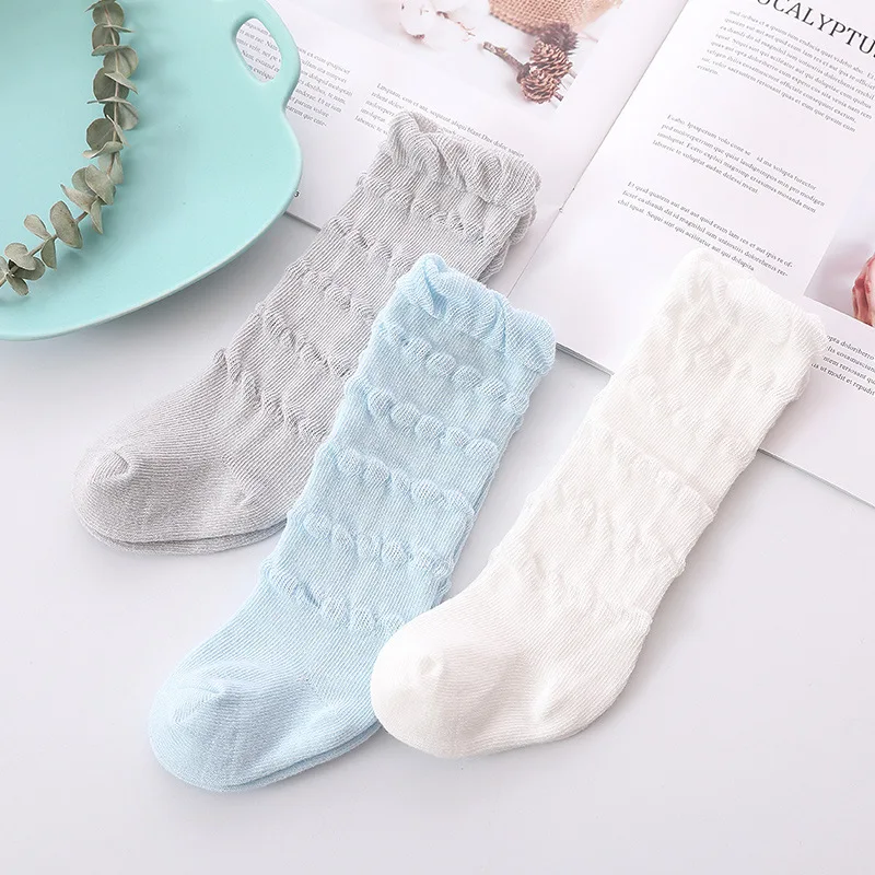 YWHUANSEN 3 Pairs/lot Summer Mesh Thin Baby Girls Boys Knee High Socks Toddler Infant Newborn Cotton Tube Ruffled Leg Warmer