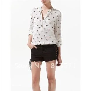 Free shipping!Hot sale!2012 Fashion Ladies leisure shirt pretty ladies blouse Womens Blouse lovely and sexy White S/M/L ld20 |