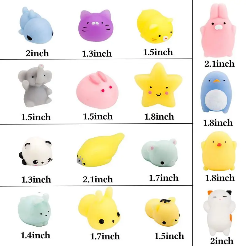 Случайные 30 шт милые животные Mochi сжимаемые Kawaii Мини Мягкая сжимаемая игрушка