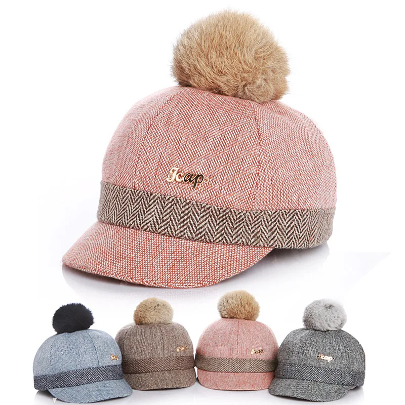 Autumn Winter Warm New Baby Hat 11 Colors Fashion Kids Baseball Fur Ball Hat knight Horse Cap For Kids Boys Girls 1-6 Years