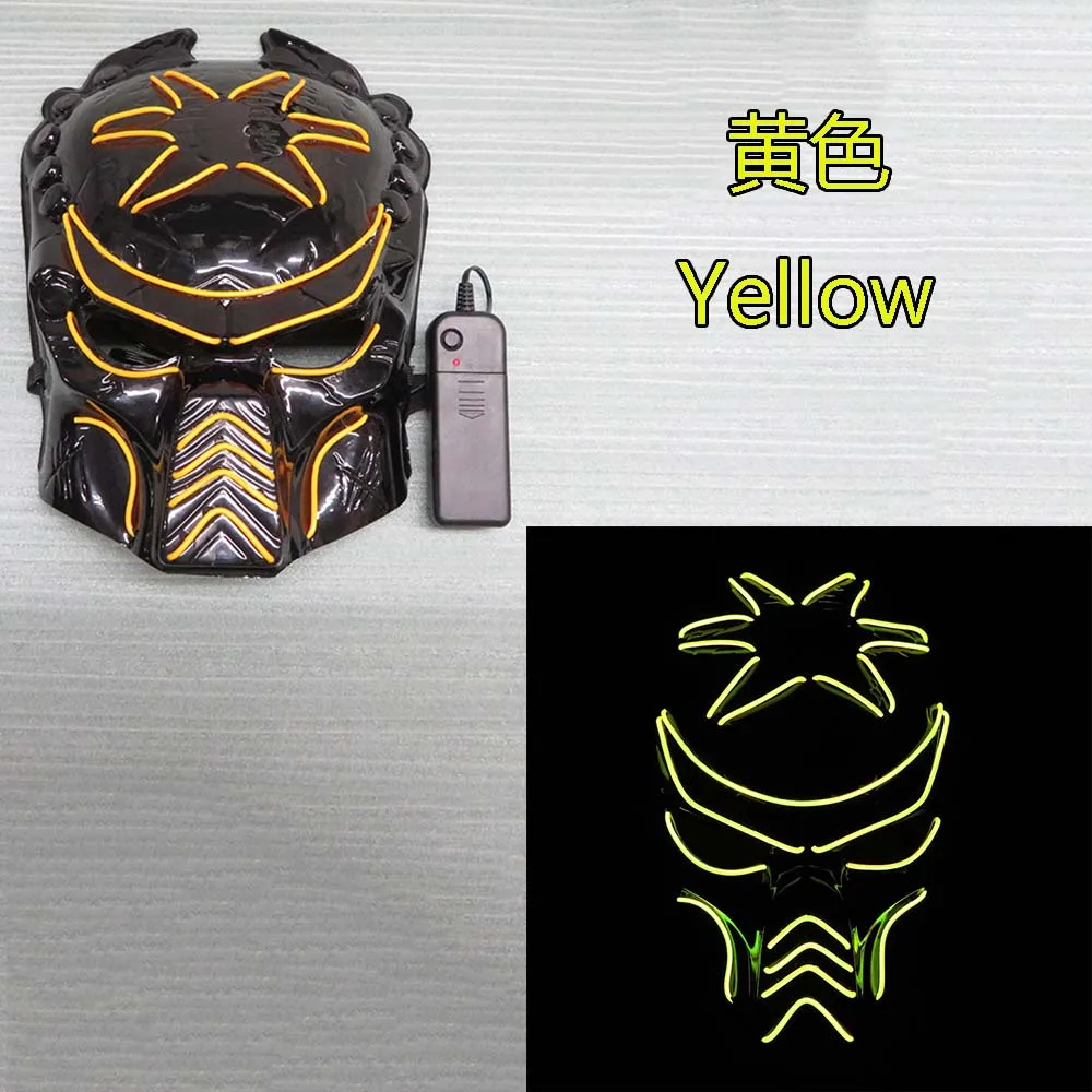 Yellow Хэллоуин СВЕТОДИОДНЫЙ Световой Маска EL маска Хищник Косплэй костюм к Хэллоуину - Цвет: Yellow