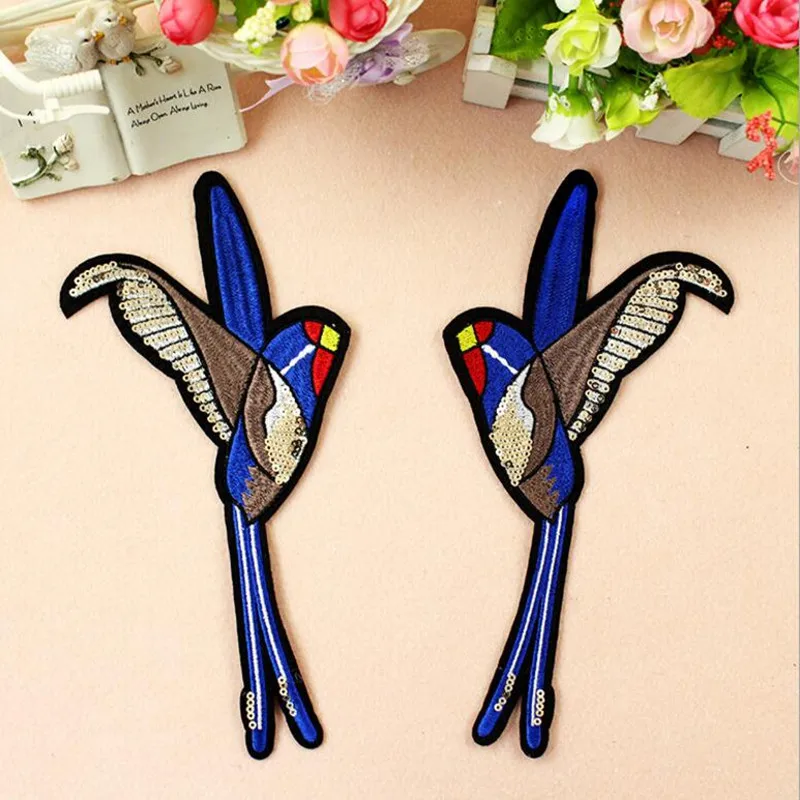 Вышитые нашивки с большими птицами наклейки для утюга или шитья одежды от