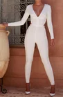 Высококачественный сексуальный женский комбинезон, белый однотонный бандажный комбинезон с V-образным вырезом и открытой спиной