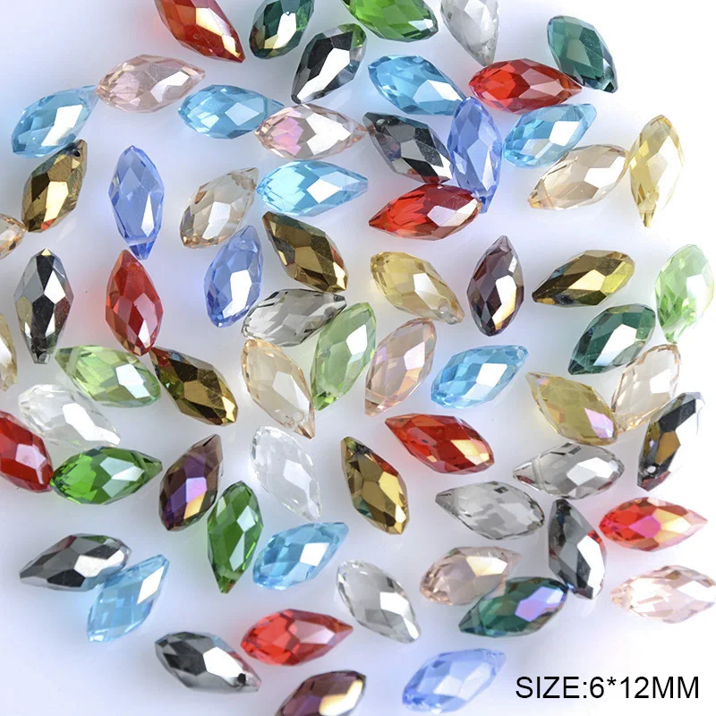 AODUOLA Briolette подвеска в форме капли воды Австрийские хрустальные бусины 6*12 мм 50 шт. стеклянные бусины в форме капли для изготовления ювелирных изделий браслет сделай сам