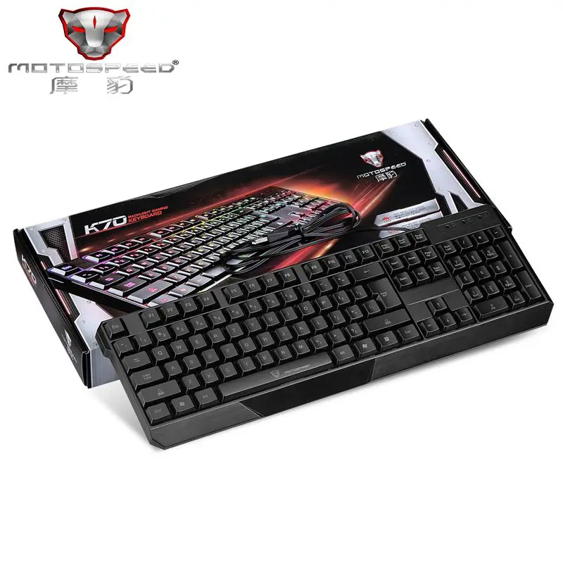 Black MotoSpeed K70L игровая Проводная клавиатура с USB 7 цветов подсветка эргономичный дизайн для профессиональных геймеров - Цвет: Black