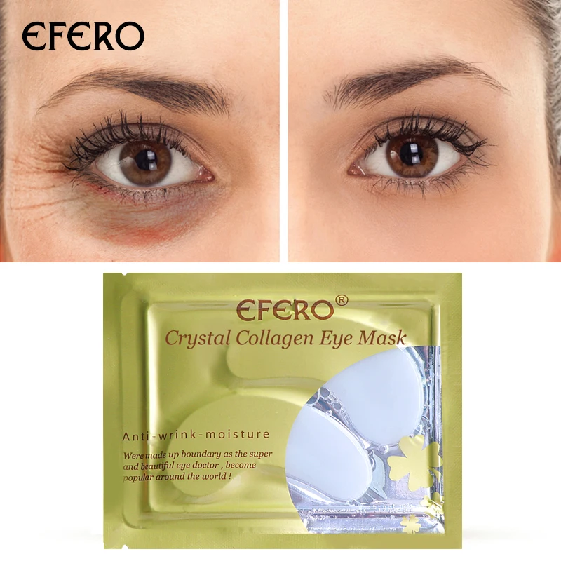 EFERO, 5 пар, коллагеновая кристаллическая маска для глаз, гель, накладки на глаза, маска для ухода за глазами, устраняет темные круги, увлажняющий крем, отечность