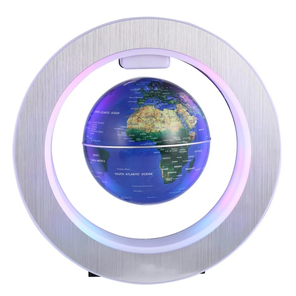Novelty LED Floating Tellurion Round Magnetic Levitation Globe World Map with Led Light Us Plug Home Office Decor 3 Colors | Лампы и