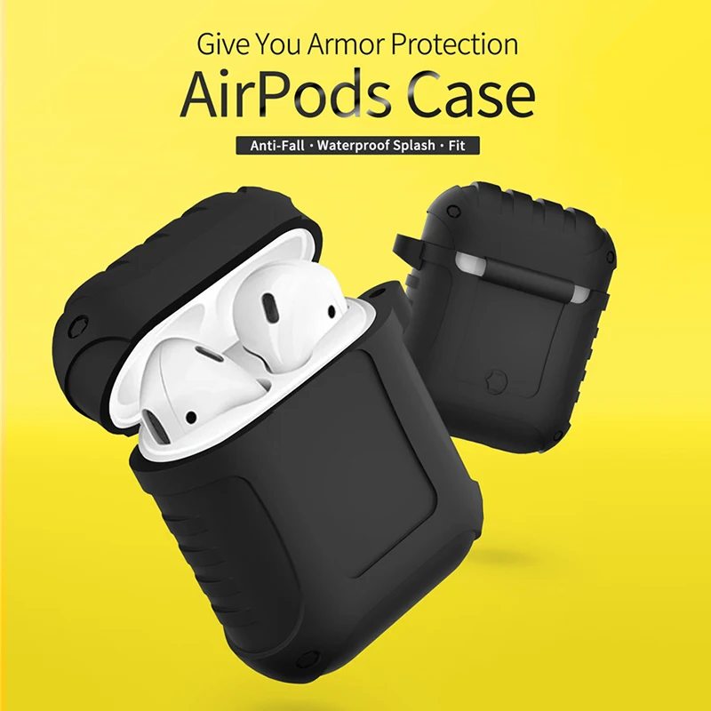 Мягкий силиконовый чехол для Apple Airpods подвесная Пряжка водонепроницаемый