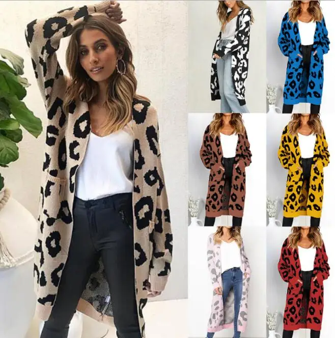 2019 Six-Color Long Sleeve Knit Sweater Jacket Loose Coat Autumn Winter Warm Female Cardigan |