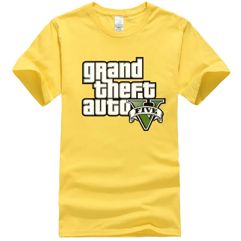 yellow Grand Theft Auto GTA Футболка Мужская Уличная Длинная с GTA 5 Футболка мужская и женская футболка летние топы с коротким рукавом футболки GTA5 T143 - Цвет: yellow