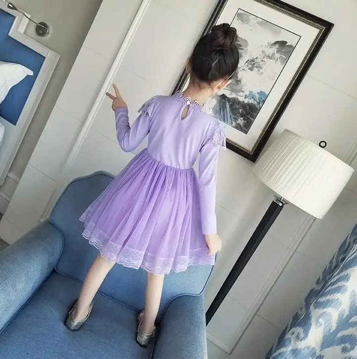 

Rlyaeiz Fashion Floral Embroidery Girls Dresses 2019 Spring Autumn Lace Mesh Patchwork Girls Ball Gown Dress Children Dress