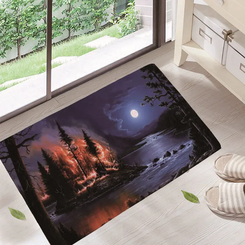 Светло-серый Dream scenery Door Mat Floor Carpet for Living Room mountain Pattern Coral Fleece Rug Anti-Slip Doormat Home Decor dd12 - Цвет: Светло-серый