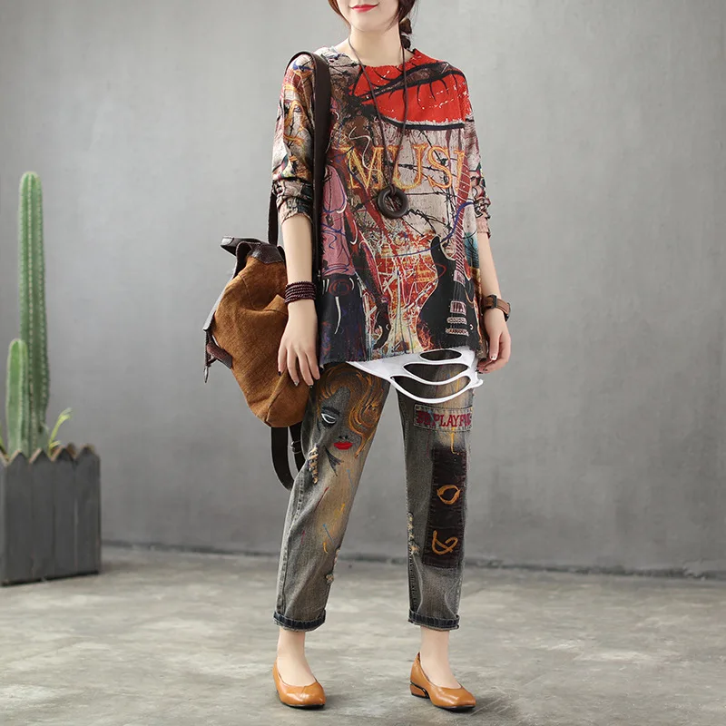 Женские винтажные джинсы свободные с эластичной талией и карманами|Джинсы МОМ| |