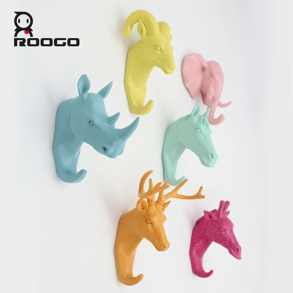 Roogo вешалка для ключей настенный Олень голова комнаты декоративный настенный крючок мульти annimale настенная вешалка для одежды из смолы аксессуары для украшения дома