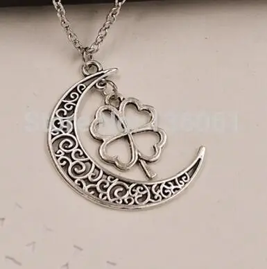 Винтажный серебряный полумесяц Луна и Звезда Эйфелева башня Клевер висячий